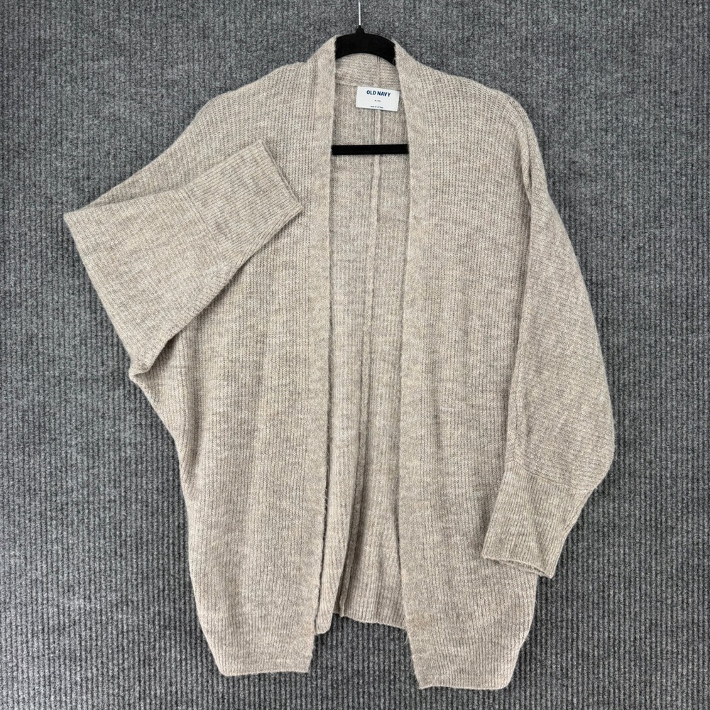 Old Navy Women XL-XXL Beige Marl Open Front Batwing Cardigan Sweater Oversized